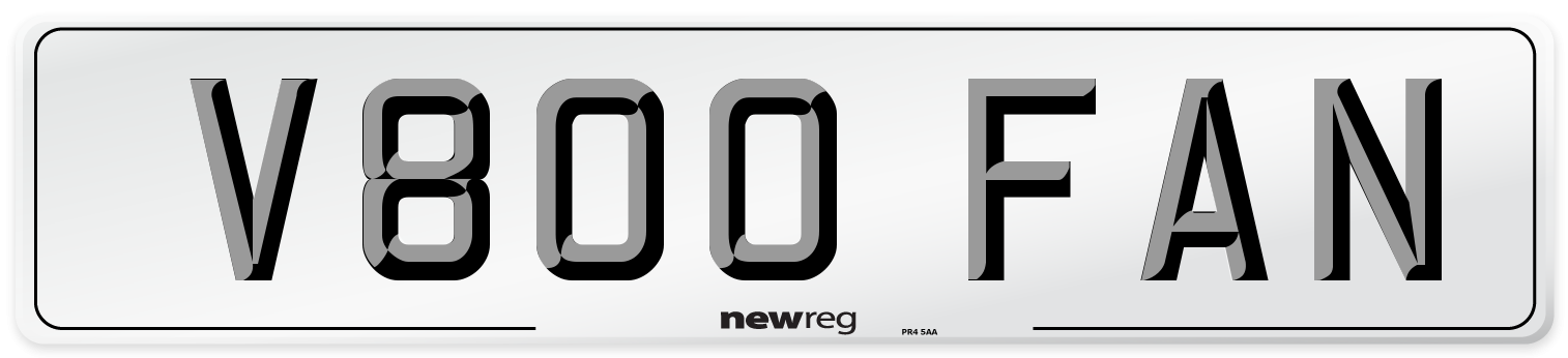 V800 FAN Number Plate from New Reg